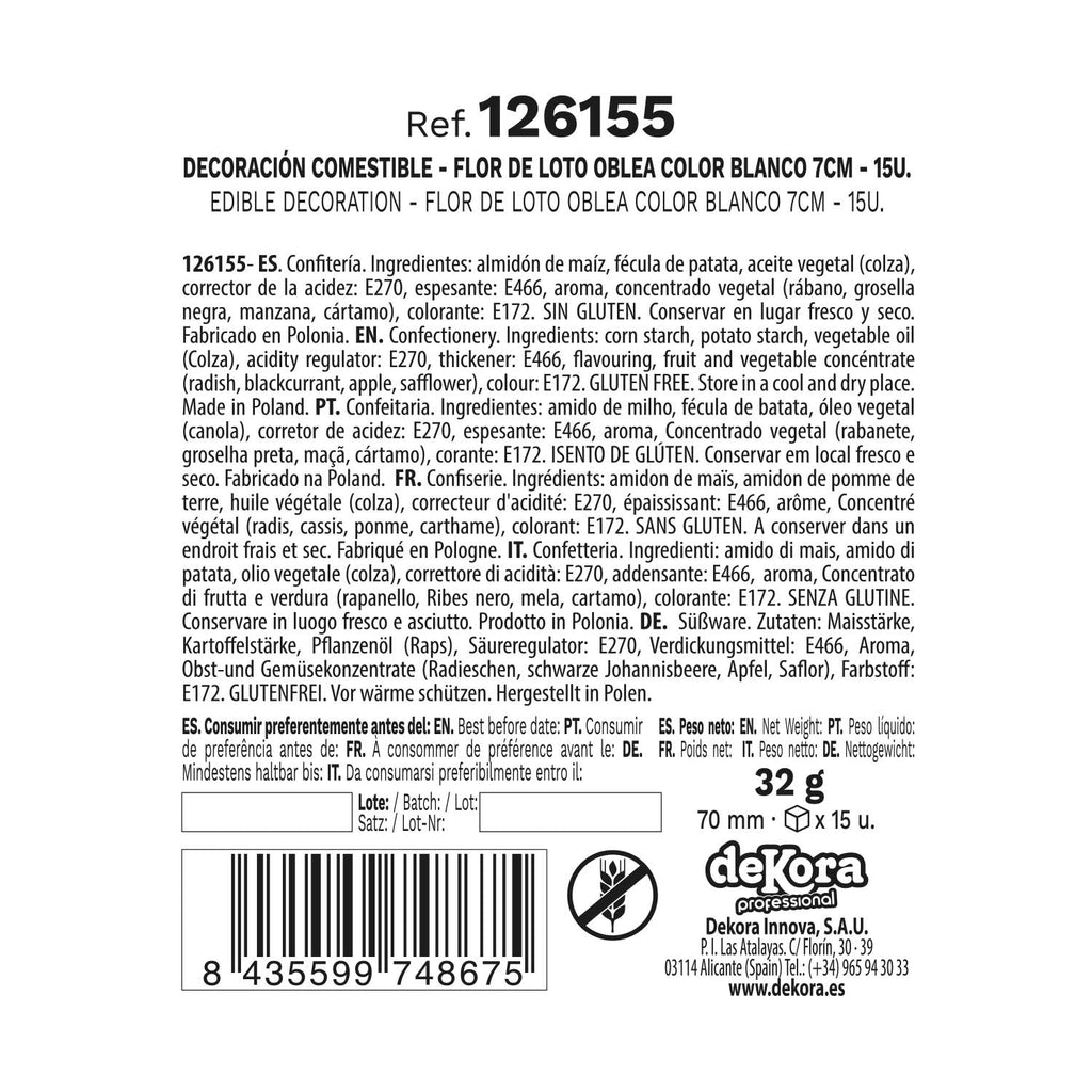 FIORE DI LOTO CIALDA BIANCO 7CM 15pezzi