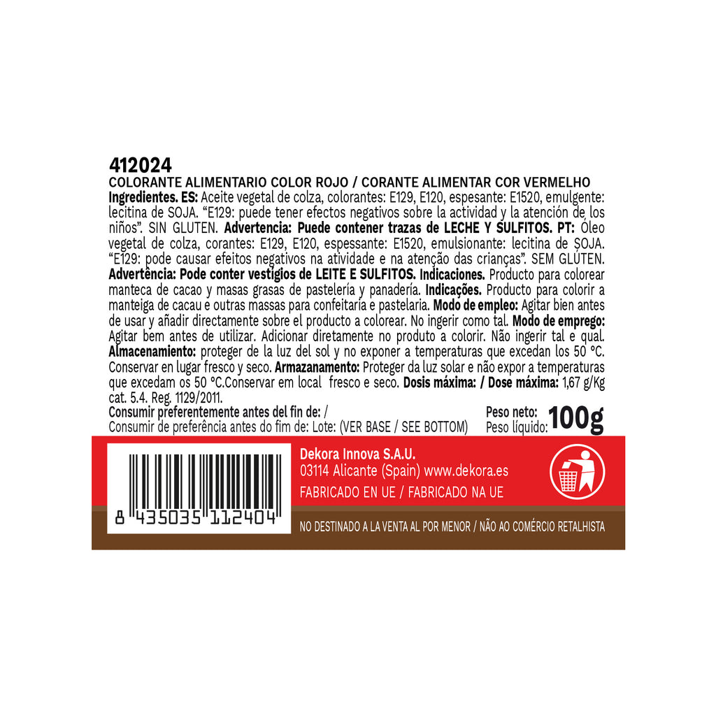 COLORANTE LIQUIDO LIPOSOLUBILE ROSSO 100gr