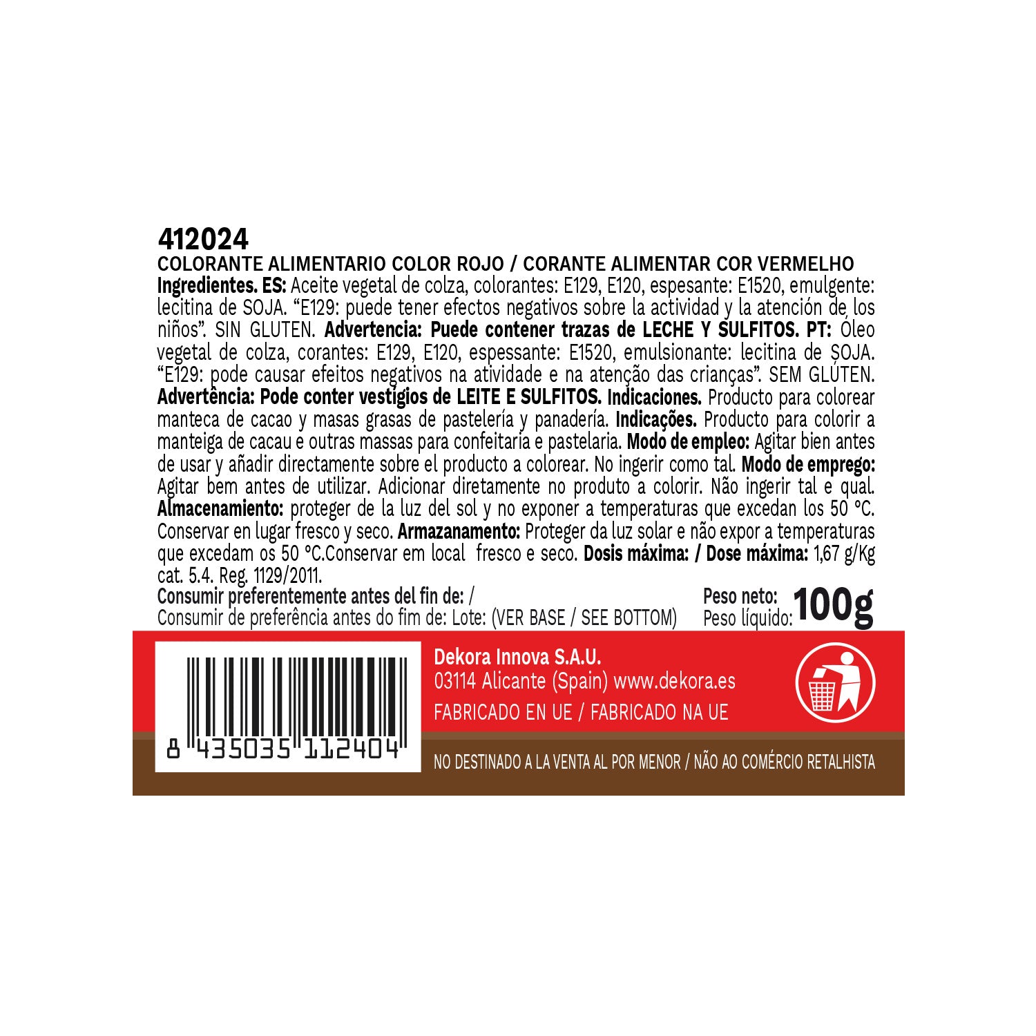 COLORANTE LIQUIDO LIPOSOLUBILE ROSSO 100gr