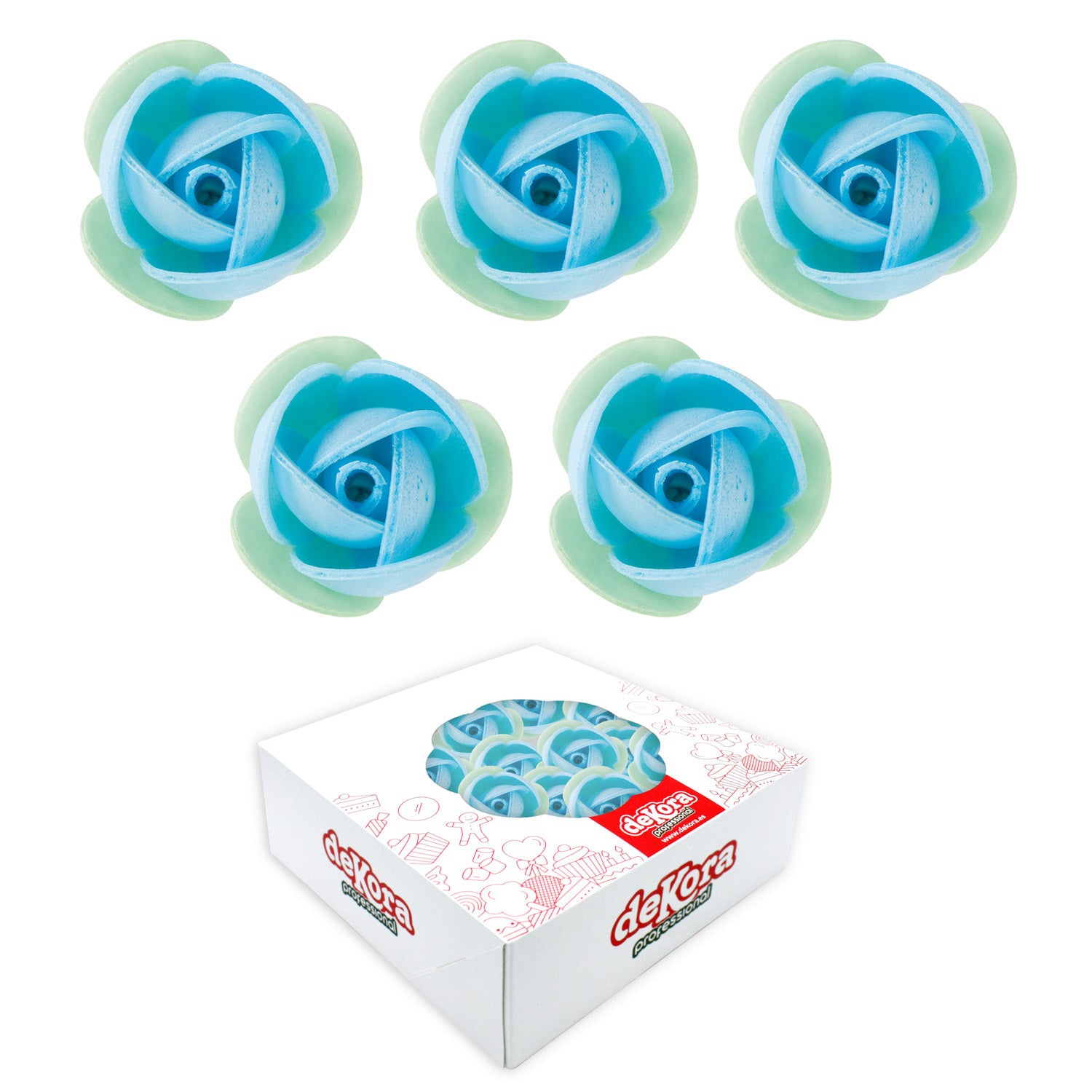 ROSA CIALDA BLU CON FOGLIA VERDE 3.5cm 140pezzi