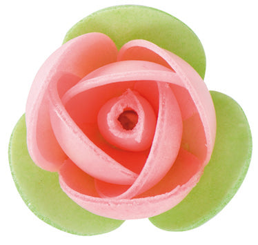 ROSA CIALDA ROSA CON FOGLIA VERDE 3.5cm 140pezzi