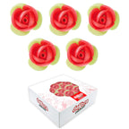 ROSE CIALDA ROSSA CON FOGLIA VERDE 3.5cm 140pezzi