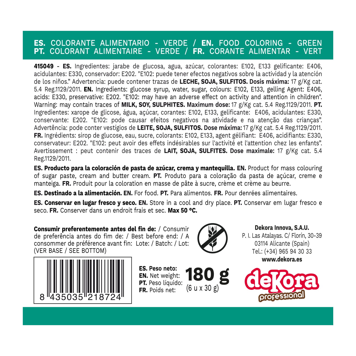 COLORANTE IN PASTA VERDE 30gr