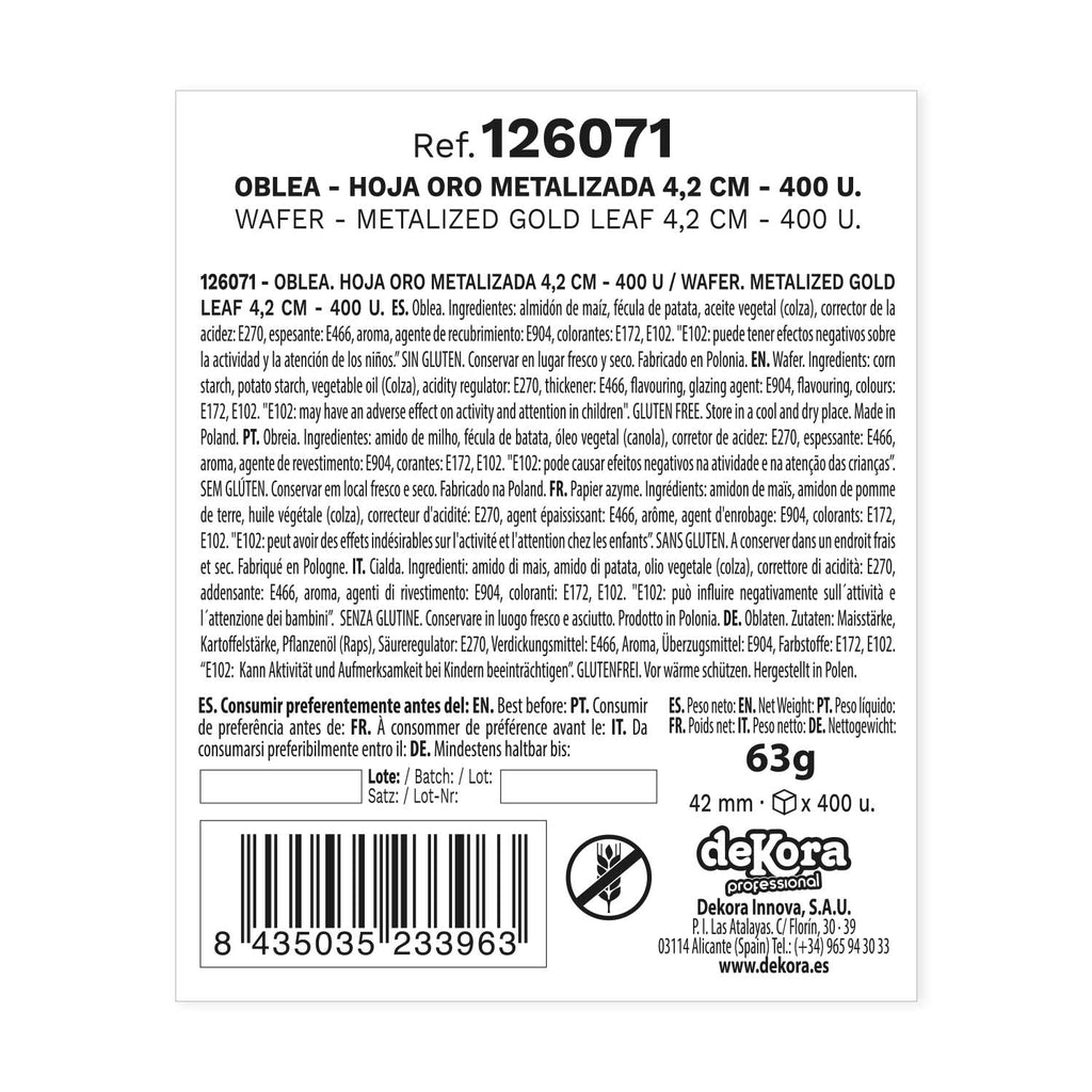 FOGLIA CIALDA ORO METALLIZZATO 4,2 CM 400pezzi