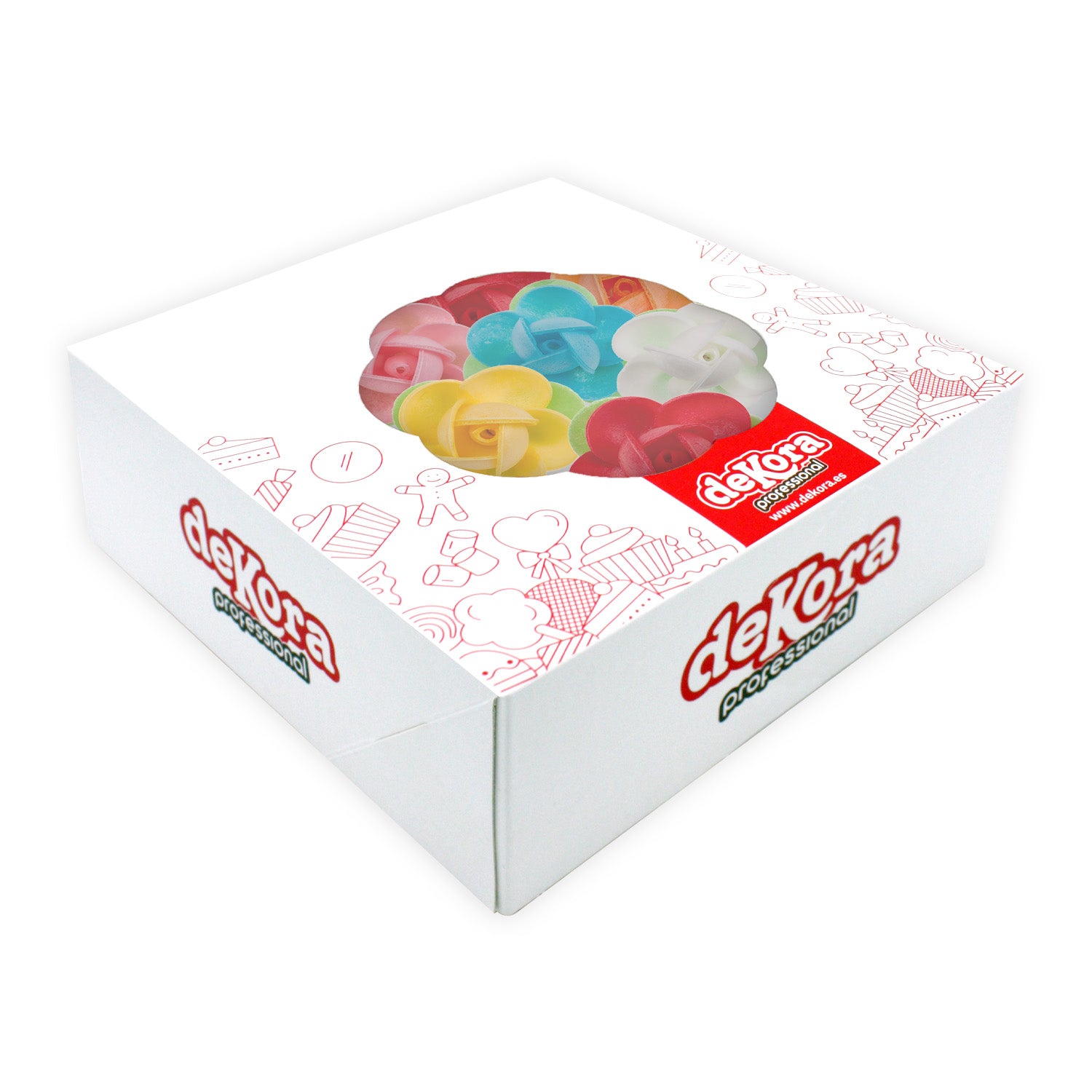 ROSA MINI IN OSTIA COLORI CON FOGLIE ASSORTITI 4CM 80pezzi