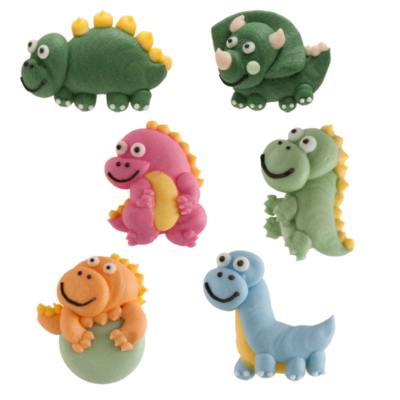 PASTA DI ZUCCHERO 2D DINOSAURI 3CM X 3CM 48PEZZI
