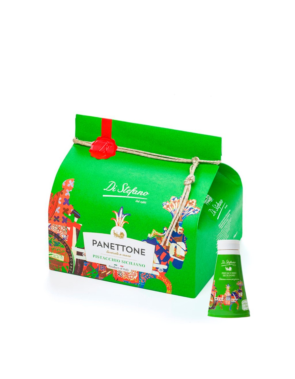 Panettone pistacchio siciliano 220 gr + vaso crema Di Stefano - cod. DISTE07