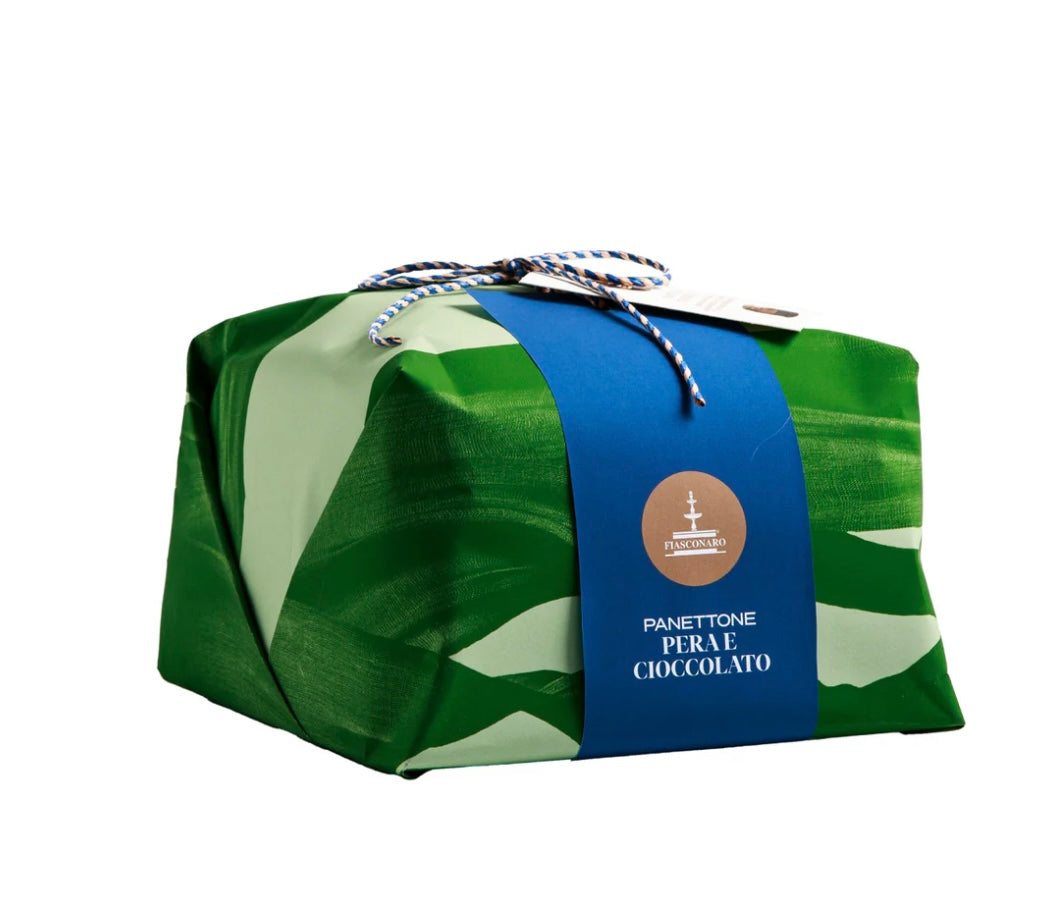 Panett. pera e cioccolato kg. 1 incarto regalo a mano Fiasconaro - cod. FIASCO04