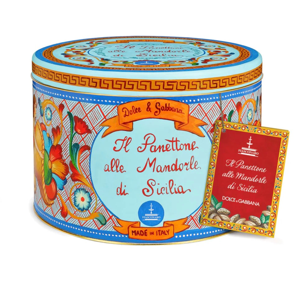 Panettone con le mandorle di Sicilia, con uvetta, glassa e mandorle di Sicilia D&G da 1 Kg - cod. FIASCO84
