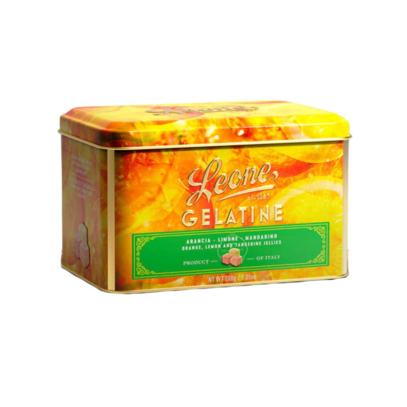 Gelatine cubifrutta agrumi con scatola in latta 200gr Leone - cod. LEO07