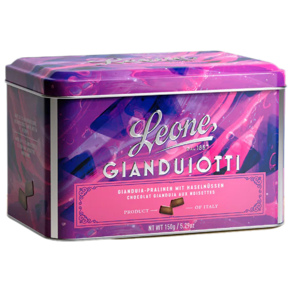 Gianduiotti alla nocciola con scatola in latta 150gr Leone - cod. LEO35