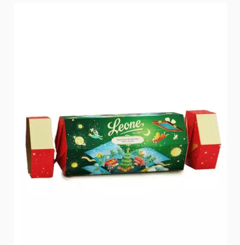 Confezione in cartotecnica cracker con gelatine assortite 130 gr Leone - cod. LEO25