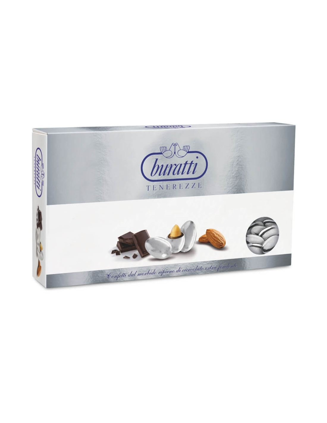 Confetti Tenerezze cioccolato fondente col. argento 500 gr - Buratti